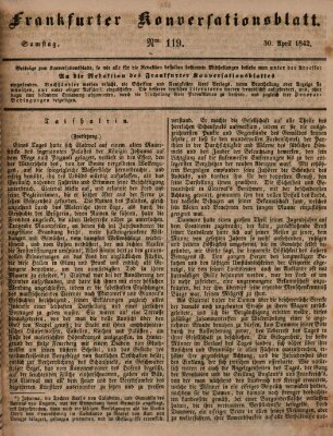 Frankfurter Konversationsblatt (Frankfurter Ober-Post-Amts-Zeitung) Samstag 30. April 1842