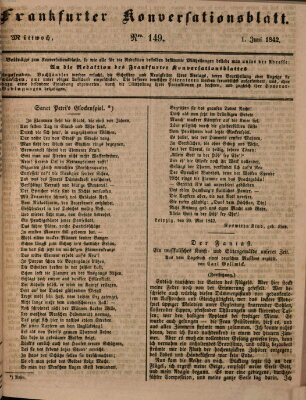 Frankfurter Konversationsblatt (Frankfurter Ober-Post-Amts-Zeitung) Mittwoch 1. Juni 1842