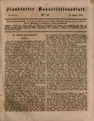 Frankfurter Konversationsblatt (Frankfurter Ober-Post-Amts-Zeitung) Samstag 28. Januar 1843