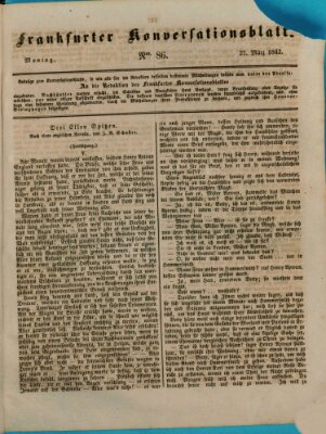 Frankfurter Konversationsblatt (Frankfurter Ober-Post-Amts-Zeitung) Montag 27. März 1843