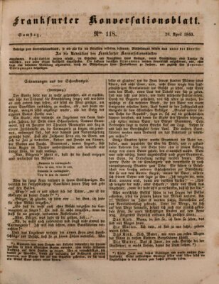 Frankfurter Konversationsblatt (Frankfurter Ober-Post-Amts-Zeitung) Samstag 29. April 1843