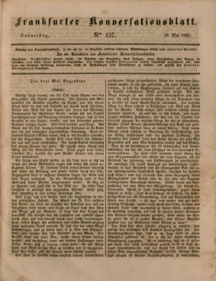 Frankfurter Konversationsblatt (Frankfurter Ober-Post-Amts-Zeitung) Donnerstag 18. Mai 1843