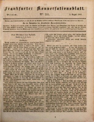 Frankfurter Konversationsblatt (Frankfurter Ober-Post-Amts-Zeitung) Mittwoch 2. August 1843
