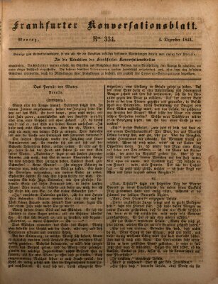 Frankfurter Konversationsblatt (Frankfurter Ober-Post-Amts-Zeitung) Montag 4. Dezember 1843