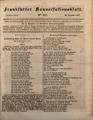 Frankfurter Konversationsblatt (Frankfurter Ober-Post-Amts-Zeitung) Donnerstag 28. Dezember 1843