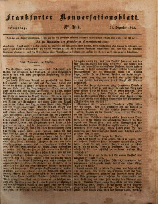 Frankfurter Konversationsblatt (Frankfurter Ober-Post-Amts-Zeitung) Sonntag 31. Dezember 1843