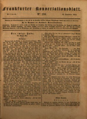 Frankfurter Konversationsblatt (Frankfurter Ober-Post-Amts-Zeitung) Mittwoch 18. September 1844
