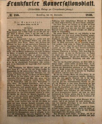 Frankfurter Konversationsblatt (Frankfurter Ober-Post-Amts-Zeitung) Samstag 19. September 1846