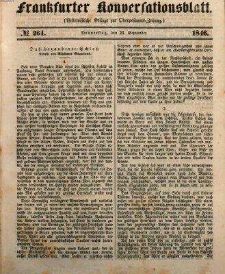 Frankfurter Konversationsblatt (Frankfurter Ober-Post-Amts-Zeitung) Donnerstag 24. September 1846