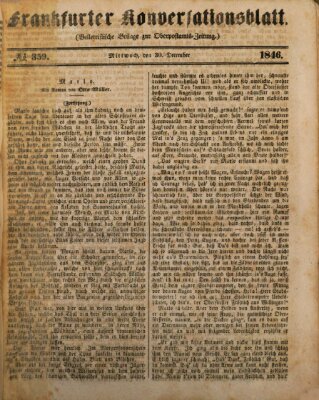 Frankfurter Konversationsblatt (Frankfurter Ober-Post-Amts-Zeitung) Mittwoch 30. Dezember 1846