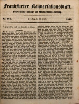 Frankfurter Konversationsblatt (Frankfurter Ober-Post-Amts-Zeitung) Samstag 16. Oktober 1847
