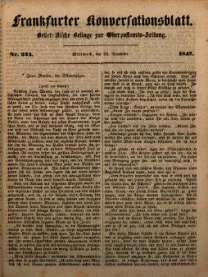 Frankfurter Konversationsblatt (Frankfurter Ober-Post-Amts-Zeitung) Mittwoch 24. November 1847