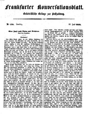 Frankfurter Konversationsblatt (Frankfurter Ober-Post-Amts-Zeitung) Dienstag 27. Juli 1852