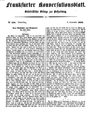 Frankfurter Konversationsblatt (Frankfurter Ober-Post-Amts-Zeitung) Donnerstag 2. September 1852