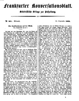 Frankfurter Konversationsblatt (Frankfurter Ober-Post-Amts-Zeitung) Mittwoch 15. September 1852