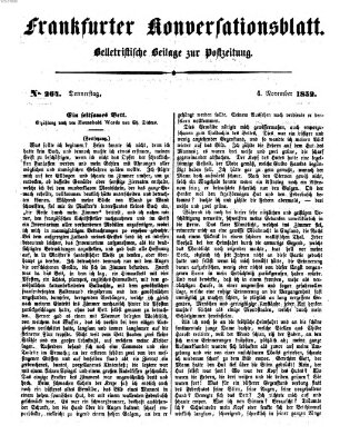 Frankfurter Konversationsblatt (Frankfurter Ober-Post-Amts-Zeitung) Donnerstag 4. November 1852