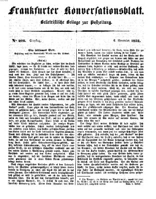 Frankfurter Konversationsblatt (Frankfurter Ober-Post-Amts-Zeitung) Samstag 6. November 1852