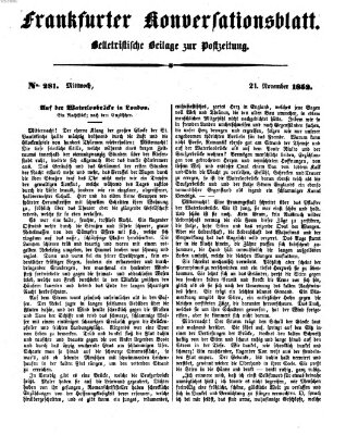Frankfurter Konversationsblatt (Frankfurter Ober-Post-Amts-Zeitung) Mittwoch 24. November 1852