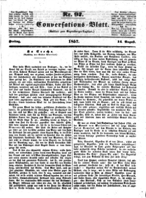 Regensburger Conversations-Blatt (Regensburger Tagblatt) Freitag 14. August 1857