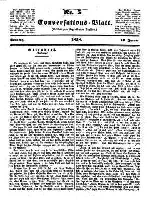 Regensburger Conversations-Blatt (Regensburger Tagblatt) Sonntag 10. Januar 1858