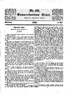 Regensburger Conversations-Blatt (Regensburger Tagblatt) Mittwoch 2. Mai 1860