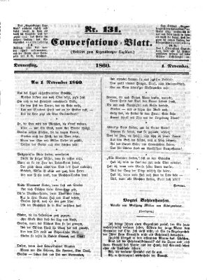 Regensburger Conversations-Blatt (Regensburger Tagblatt) Donnerstag 1. November 1860