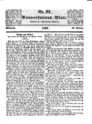 Regensburger Conversations-Blatt (Regensburger Tagblatt) Mittwoch 18. Februar 1863
