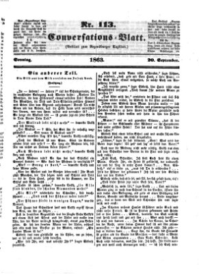 Regensburger Conversations-Blatt (Regensburger Tagblatt) Sonntag 20. September 1863