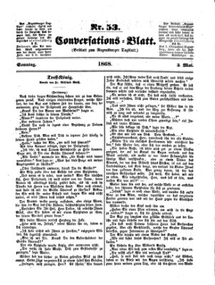 Regensburger Conversations-Blatt (Regensburger Tagblatt) Sonntag 3. Mai 1868