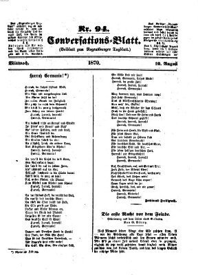 Regensburger Conversations-Blatt (Regensburger Tagblatt) Mittwoch 10. August 1870