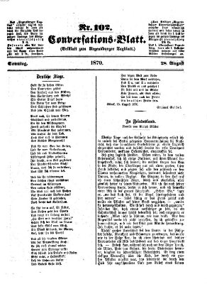 Regensburger Conversations-Blatt (Regensburger Tagblatt) Sonntag 28. August 1870
