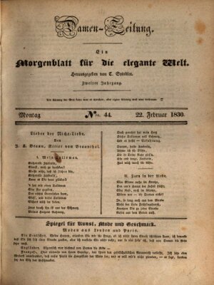 Damen-Zeitung Montag 22. Februar 1830