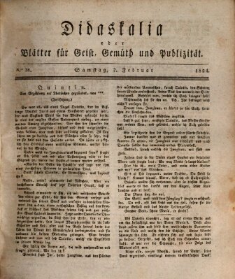 Didaskalia oder Blätter für Geist, Gemüth und Publizität (Didaskalia) Samstag 7. Februar 1824