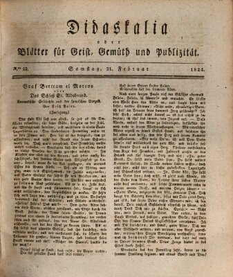 Didaskalia oder Blätter für Geist, Gemüth und Publizität (Didaskalia) Samstag 21. Februar 1824