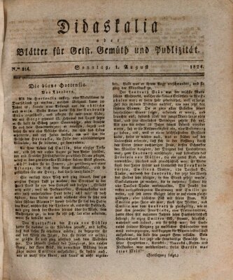 Didaskalia oder Blätter für Geist, Gemüth und Publizität (Didaskalia) Sonntag 1. August 1824