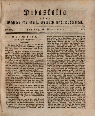 Didaskalia oder Blätter für Geist, Gemüth und Publizität (Didaskalia) Freitag 24. September 1824