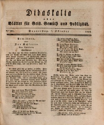 Didaskalia oder Blätter für Geist, Gemüth und Publizität (Didaskalia) Donnerstag 7. Oktober 1824
