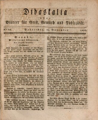 Didaskalia oder Blätter für Geist, Gemüth und Publizität (Didaskalia) Donnerstag 11. November 1824