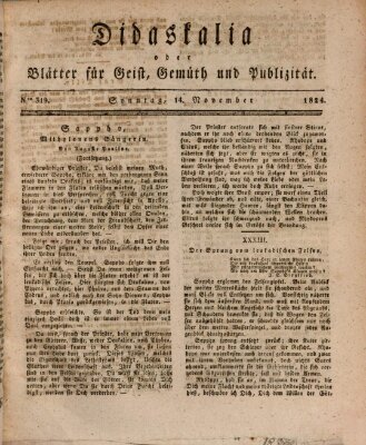 Didaskalia oder Blätter für Geist, Gemüth und Publizität (Didaskalia) Sonntag 14. November 1824