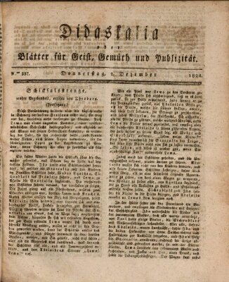 Didaskalia oder Blätter für Geist, Gemüth und Publizität (Didaskalia) Donnerstag 2. Dezember 1824