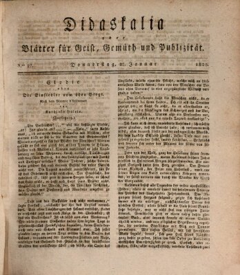 Didaskalia oder Blätter für Geist, Gemüth und Publizität (Didaskalia) Donnerstag 27. Januar 1825