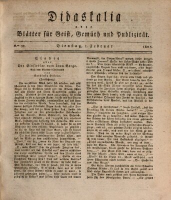 Didaskalia oder Blätter für Geist, Gemüth und Publizität (Didaskalia) Dienstag 1. Februar 1825