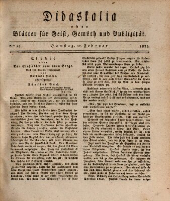 Didaskalia oder Blätter für Geist, Gemüth und Publizität (Didaskalia) Samstag 12. Februar 1825