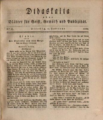 Didaskalia oder Blätter für Geist, Gemüth und Publizität (Didaskalia) Dienstag 15. Februar 1825