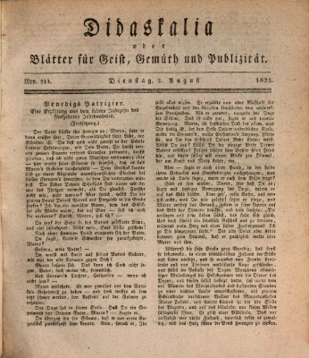 Didaskalia oder Blätter für Geist, Gemüth und Publizität (Didaskalia) Dienstag 2. August 1825