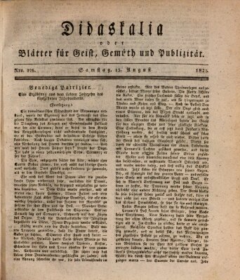 Didaskalia oder Blätter für Geist, Gemüth und Publizität (Didaskalia) Samstag 13. August 1825