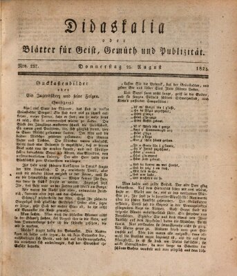Didaskalia oder Blätter für Geist, Gemüth und Publizität (Didaskalia) Donnerstag 25. August 1825