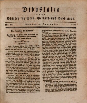 Didaskalia oder Blätter für Geist, Gemüth und Publizität (Didaskalia) Montag 26. September 1825