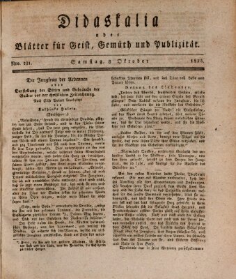 Didaskalia oder Blätter für Geist, Gemüth und Publizität (Didaskalia) Samstag 8. Oktober 1825