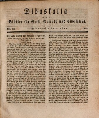 Didaskalia oder Blätter für Geist, Gemüth und Publizität (Didaskalia) Mittwoch 2. November 1825